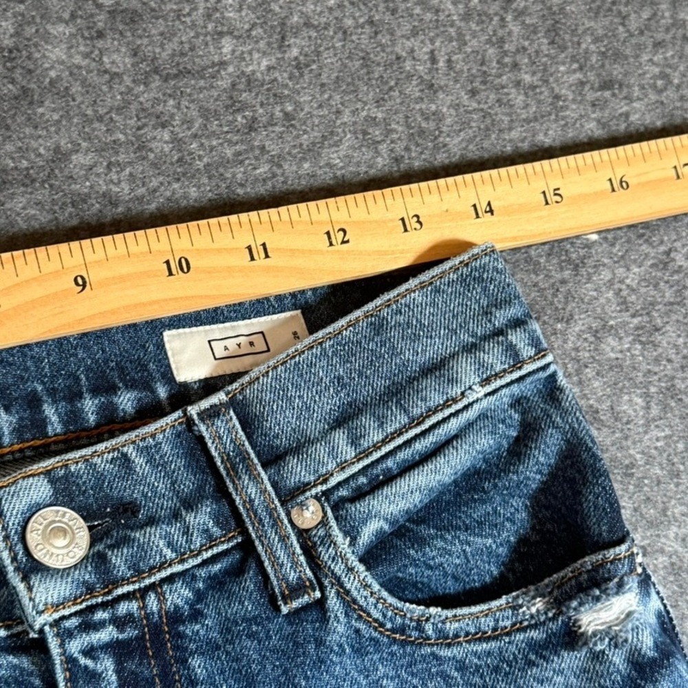 AYR The Secret Sauce Wide Leg Distressed Jeans Medium Wash Blue Size 26 Made LA - Picture 8 of 12